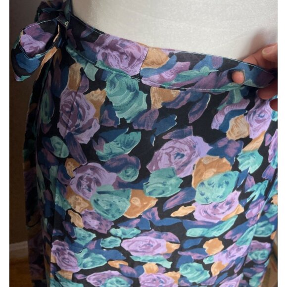 Wrap Sari Skirt Maxi Chiffon Reversible 2 Layers Boho Gypsy Colorful Womens 1 Sz - Picture 6 of 8